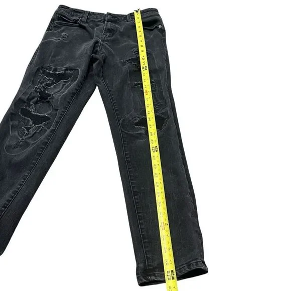 AEROPOSTALE Men’s Athletic Skinny Black Distressed Jeans Size 31/32 - Picture 8 of 9